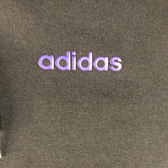 Adidas Hoodie Mens Medium Black Logo Fullzip Pullover Sportswear Sweatshirt - Picture 4 of 9